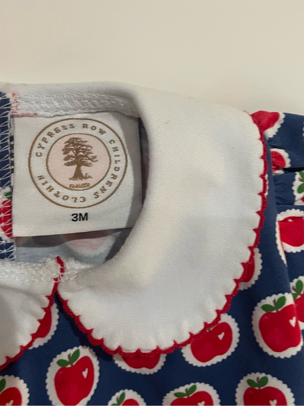 Cypress Row Boutique Baby Girl Bubble Romper Red Apple Back To School - Picture 4 of 4